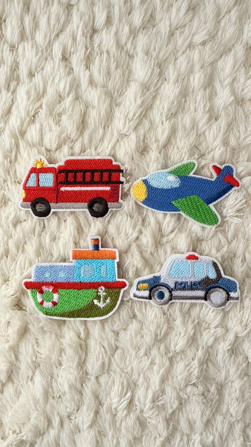 4 cm Kinder Baby Gestickt Feuerwehrauto Flugzeug Boot Polizeiauto Aufnäher Diy Häkeln Projekt Deco Nähen Und Handwerk Versorgung von LimitedSelection