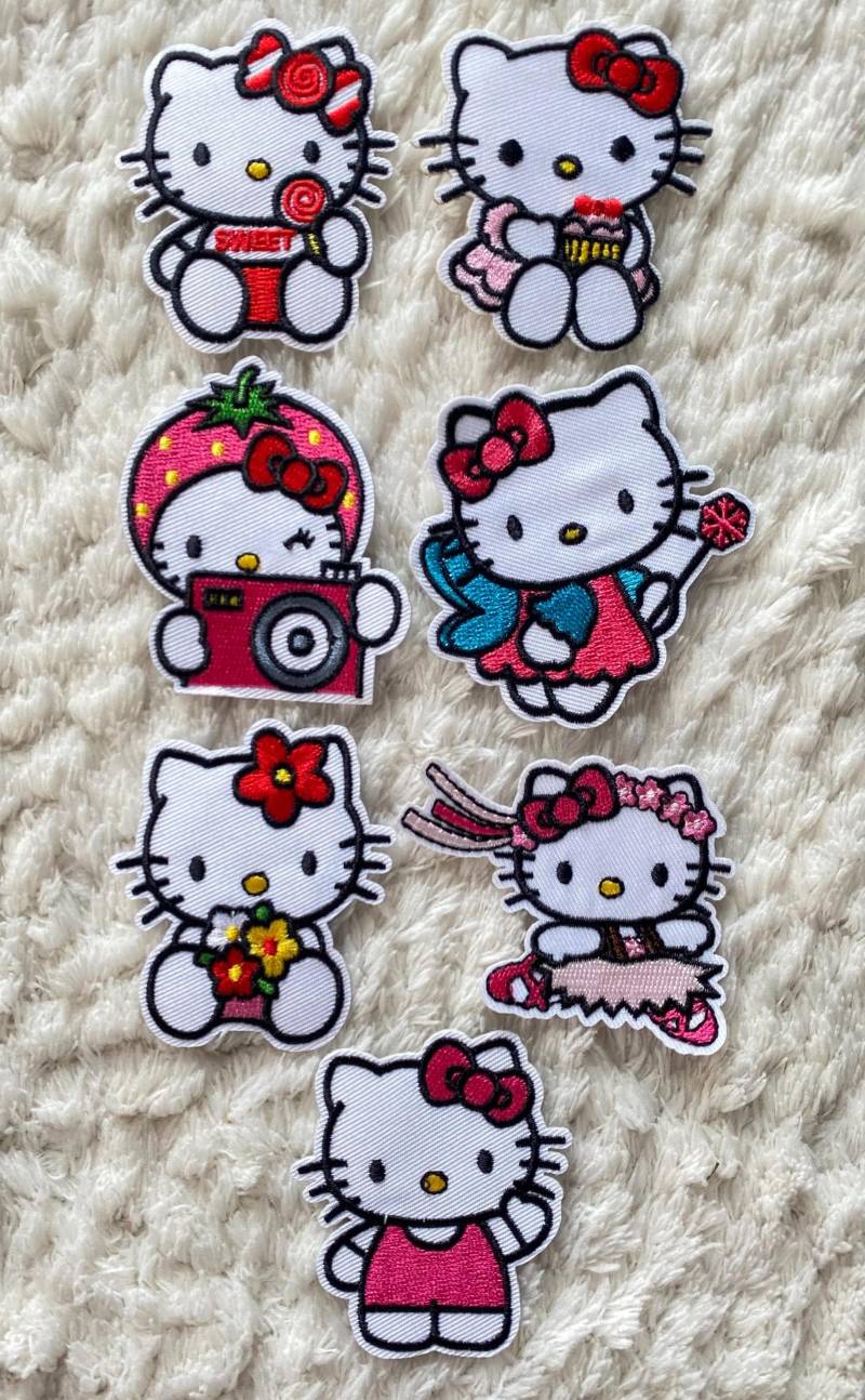 5-6 cm Kinder Baby Mädchen Stickerei Eisen Auf Kitty Katze Zeichentrickfigur Kleidung Jacke Hut Tasche Patches Nähen Und Handwerk Versorgung Diy von LimitedSelection