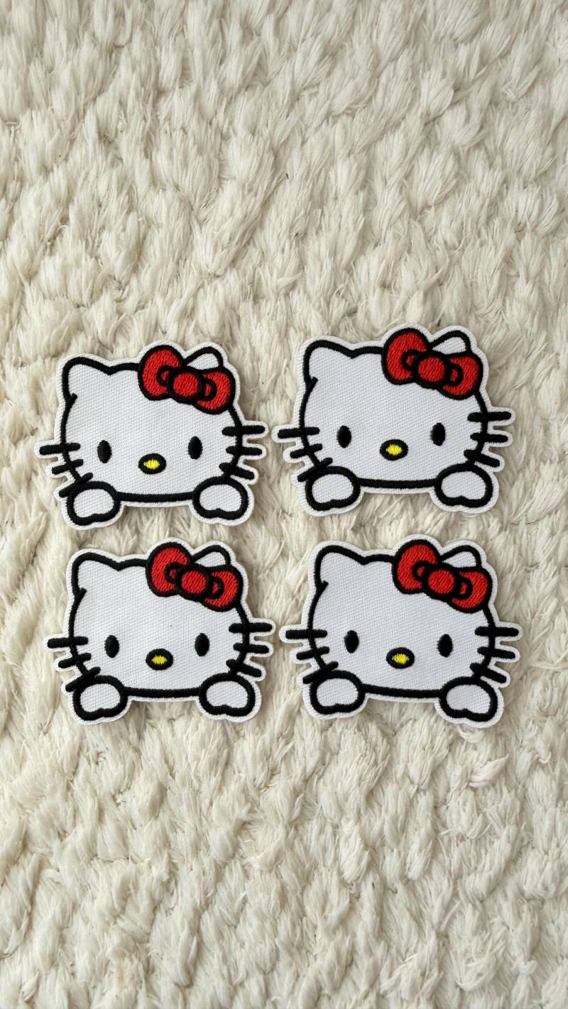 5 cm Mädchen Baby Gestickte Karikatur Weiße Kitty Katze Bogen Stick Auf Kleidung Accessoire Patches Diy Häkeln Projekt Nähen Und Kinder Handwerk von LimitedSelection