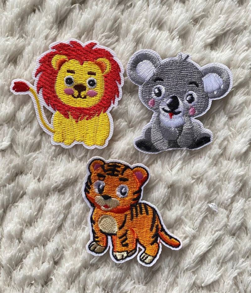 6 cm Kinder Baby Nette Stickerei Löwe Tiger Koala Bär Tiere Aufnäher Kleidung Jacke Zubehör Projekt Nähen Und Handwerk Versorgung von LimitedSelection