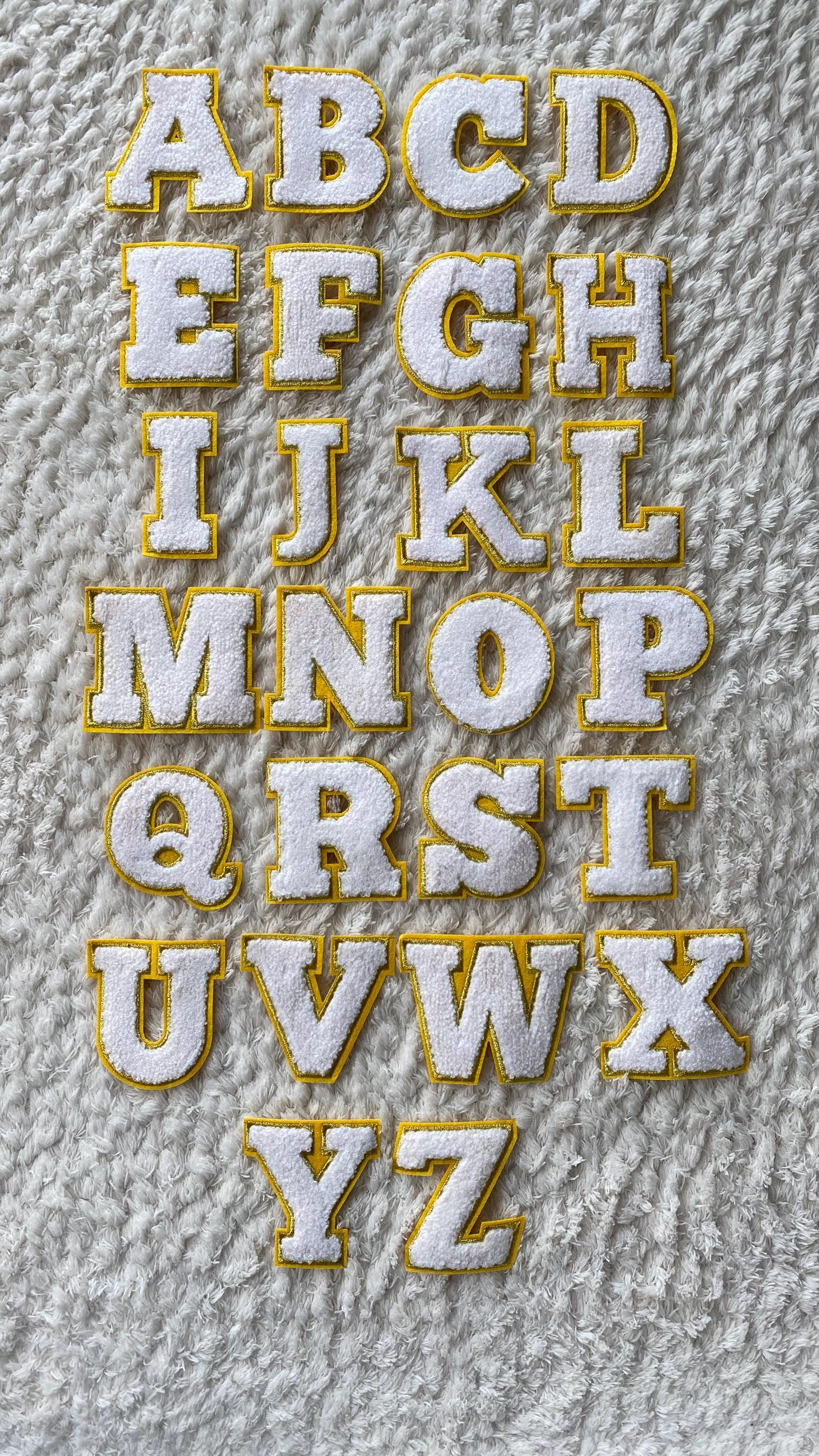 7 cm Kinder Frauen Weiß Gelb Chenille Buchstaben Stickerei Eisen Auf Kleidung Patches Diy Hut Jacke Dekor Nähen Und Handwerk Versorgung 7 cm Kinder Frauen Weiß Gelb Chenille Buchstaben Stickerei Eisen Auf Kleidung Patches Diy Hut Jacke Dekor Nähen Und Handwerk Versorgung von LimitedSelection