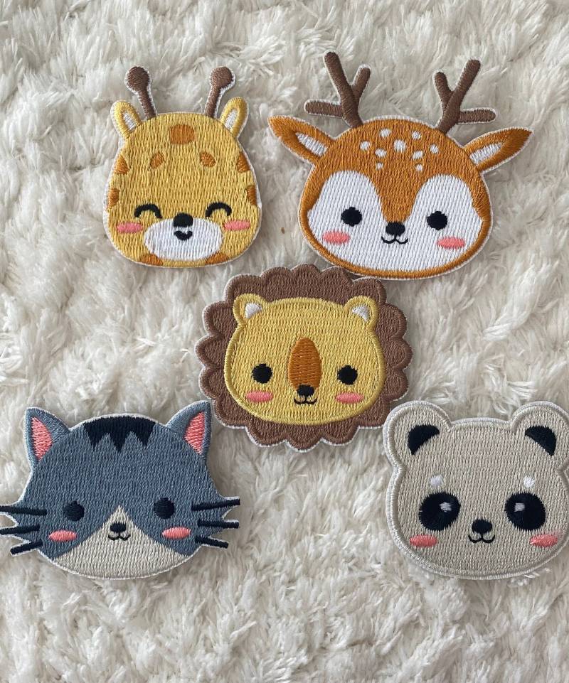 Baby Kinder Niedlicher Kleiner Tierkopf Selbstklebende Aufnäher Auf Stickerei Kleidung, Diy Panda Löwe Katze Giraffe Deer Kleidung Zubehör Patches von LimitedSelection
