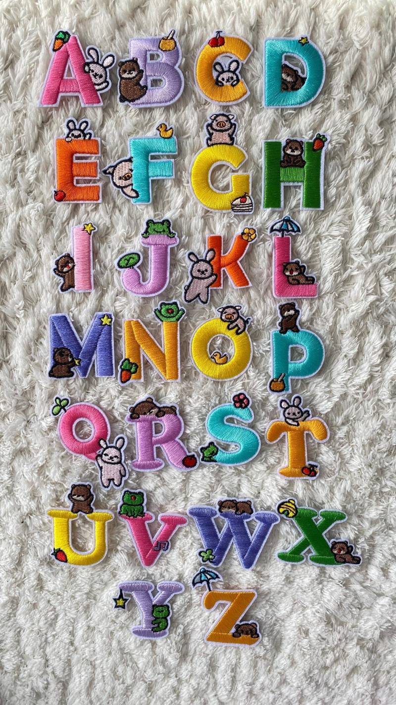 Kinder Baby Bunte Mini Stickerei Tier Buchstabe Alphabet Aufnäher Kleidung Projekt Zubehör Nähen Und Handwerk Versorgung von LimitedSelection