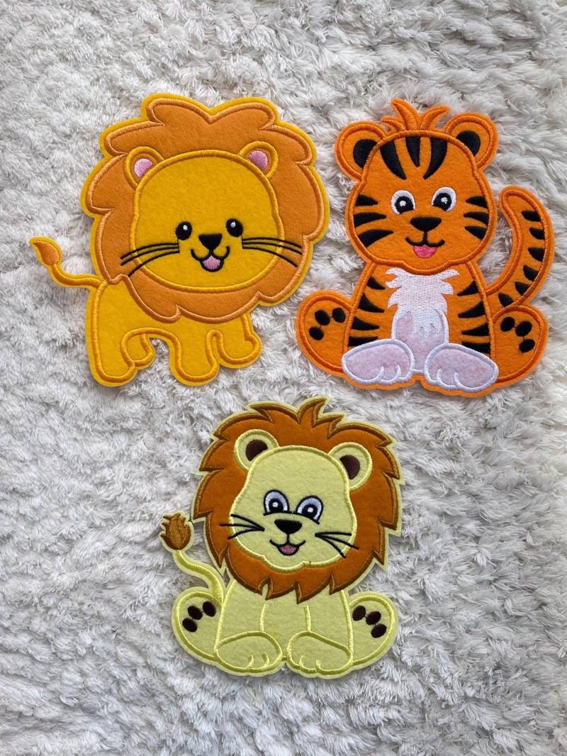 Kinder Baby Niedlichen Tier Tiger Löwe Stickerei Patches Jungen Kleidung Jacke Projekt Zubehör Nähen Und Handwerk Versorgung Applikation von LimitedSelection