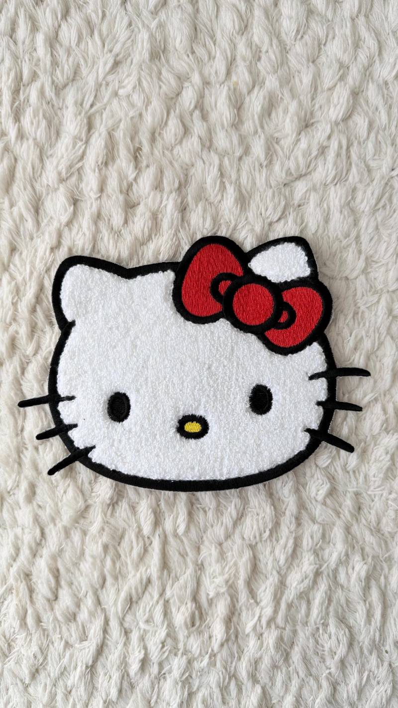 Kinder Mädchen Chenille Gestickte Cartoon Weiße Kitty Katze Bogen Kopf Nähen Kleidung Zubehör Patches Diy Häkeln Projekt Handwerk Versorgung von LimitedSelection