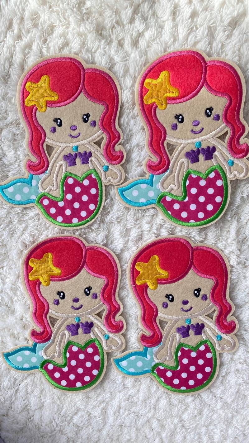 Mädchen Baby Süße Meerjungfrau Mit Rosa Haaren Stickerei Aufnäher Diy Kinder Kleidung Jacke Projekt Zubehör Nähen Und Handwerk Versorgung von LimitedSelection