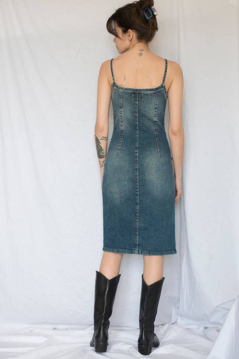 Y2K Plein Sud Jeans Bustier Denim Midi Kleid Mit Reißverschluss von Limitedstories