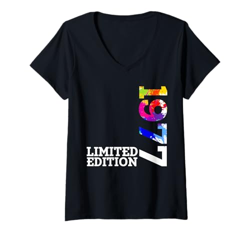 Damen Limited Edition Jahrgang 1977 Lustig 48. Geburtstag 48 Jahre T-Shirt mit V-Ausschnitt von Limitierte Edition Geburtstagsgeschenk Mann Frau