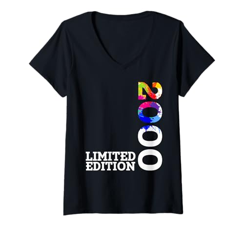 Damen Limited Edition Jahrgang 2000 Lustig 25. Geburtstag 25 Jahre T-Shirt mit V-Ausschnitt von Limitierte Edition Geburtstagsgeschenk Mann Frau