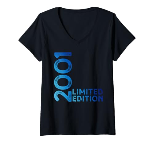 Damen Limited Edition Jahrgang 2001 Lustig 24. Geburtstag 24 Jahre T-Shirt mit V-Ausschnitt von Limitierte Edition Geburtstagsgeschenk Mann Frau