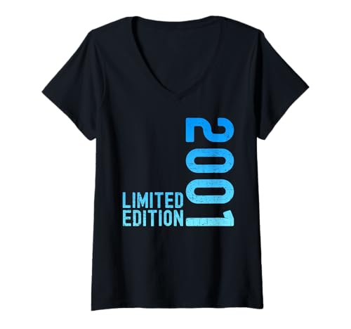 Damen Limited Edition Jahrgang 2001 Lustig 24. Geburtstag 24 Jahre T-Shirt mit V-Ausschnitt von Limitierte Edition Geburtstagsgeschenk Mann Frau