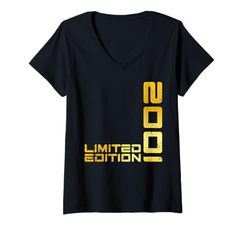 Damen Limited Edition Jahrgang 2001 Lustig 24. Geburtstag 24 Jahre T-Shirt mit V-Ausschnitt von Limitierte Edition Geburtstagsgeschenk Mann Frau