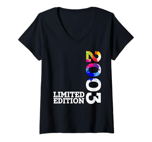 Damen Limited Edition Jahrgang 2003 Lustig 22. Geburtstag 22 Jahre T-Shirt mit V-Ausschnitt von Limitierte Edition Geburtstagsgeschenk Mann Frau