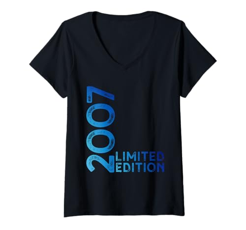 Damen Limited Edition Jahrgang 2007 Lustig 18. Geburtstag 18 Jahre T-Shirt mit V-Ausschnitt Damen Limited Edition Jahrgang 2007 Lustig 18. Geburtstag 18 Jahre T-Shirt mit V-Ausschnitt von Limitierte Edition Geburtstagsgeschenk Mann Frau