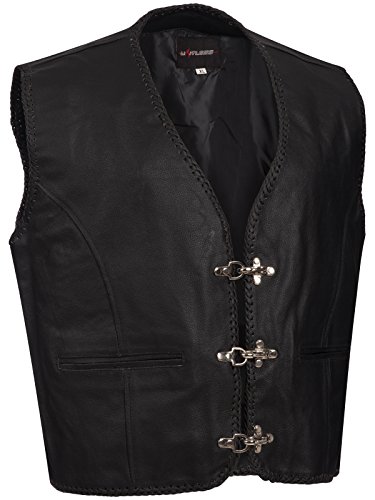 Limitless Herren Lederweste Motorrad Leder Weste Biker Kutte Rocker Clubweste Glattleder schwarz Gr. M bis 6XL (XXL) von Limitless