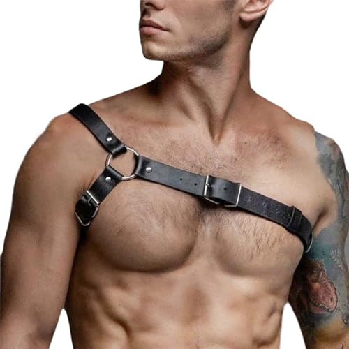 Limmion Harness Männer Leder Harness Herren Hosenträger Leder, Gay Harness, Fetisch Harness, Herren Leder Body Brust Harness, Men Brustgurt Tragegur, Verstellbarer von Limmion