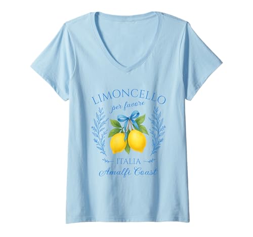Damen Limoncello Per Favore Zitronen Sommer Italien T-Shirt mit V-Ausschnitt Damen Limoncello Per Favore Zitronen Sommer Italien T-Shirt mit V-Ausschnitt von Limoncello Per Favore Amalfi Coast Italia Designs