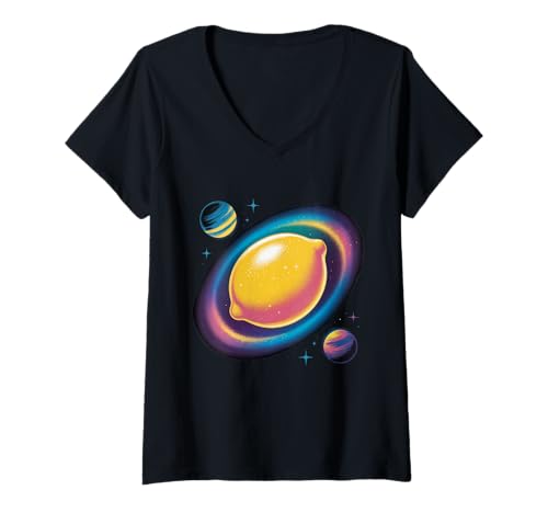 Damen Lemoncello T-Shirt für Damen, Limoncello Space Planets Lemon T-Shirt mit V-Ausschnitt Damen Lemoncello T-Shirt für Damen, Limoncello Space Planets Lemon T-Shirt mit V-Ausschnitt von Limoncello Shirt Women Lemonade Lemons Lemon