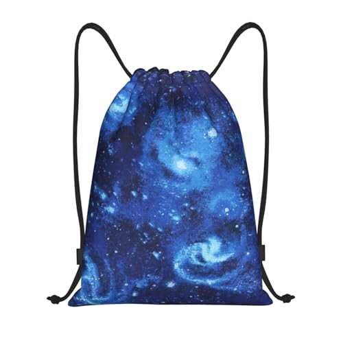 Limpac Blue Universe Cosmos Galaxy Print Drawstring Gym Backpack Bag Fitness Travel Beach Sports Storage for Men Women, Schwarz , S von Limpac
