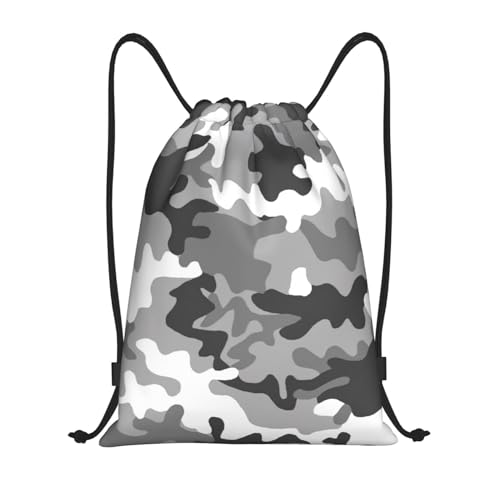 Limpac Digitaler Turnrucksack, Camouflage-Druck, Kordelzug, Fitness, Reisen, Strand, Sport, Aufbewahrung für Männer und Frauen, Schwarz , M von Limpac