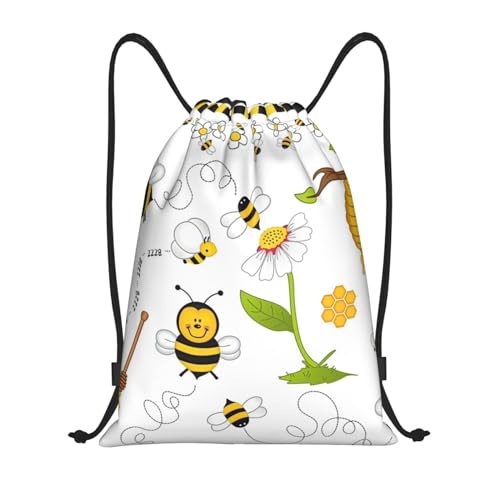 Limpac Flying Bees Daisy Honey Print Drawstring Gym Backpack Bag, Fitness Travel Beach Sports Storage for Men Women, Schwarz , S Limpac Flying Bees Daisy Honey Print Drawstring Gym Backpack Bag, Fitness Travel Beach Sports Storage for Men Women, Schwarz , S von Limpac