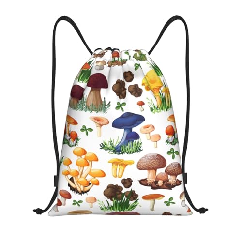 Limpac Japanischer Bilddruck, Pilz-Kordelzug, Turnrucksack, Fitness, Reisen, Strand, Sport, Aufbewahrung für Männer und Frauen, Schwarz , S von Limpac