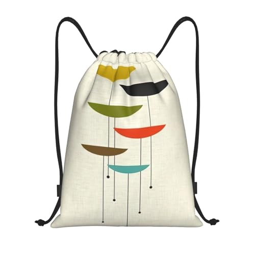 Limpac Mid Century Turnrucksack, moderner Druck, Kordelzug, Fitness, Reisen, Strand, Sport, Aufbewahrung für Männer und Frauen, Schwarz , S von Limpac