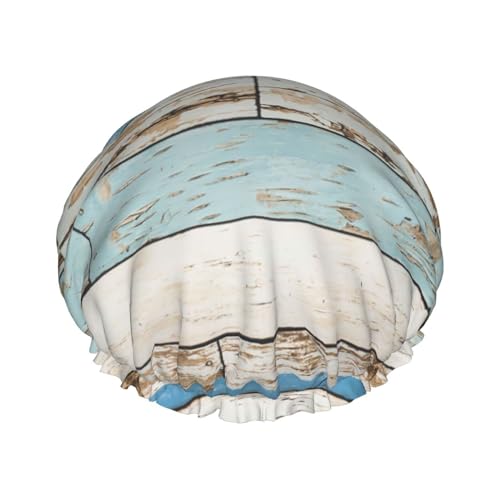 Limpac Old Wooden Board Women Luxury Shower Cap, Double Protection Layers Elastic, Reusable Adjustable Shower Bonnet von Limpac