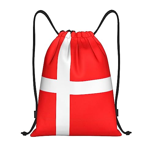 Limpac Rucksack mit dänischer Flagge und Kordelzug, für Fitness, Reisen, Strand, Sport, Aufbewahrung für Männer und Frauen, Schwarz , M von Limpac