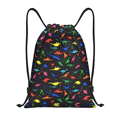 Limpac Turnbeutel mit süßem Dinosaurier-Druck, Kordelzug, für Fitness, Reisen, Strand, Sport, Aufbewahrung für Männer und Frauen, Schwarz , M von Limpac