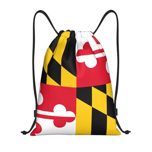 Limpac Turnrucksack, Motiv: Flagge Maryland, Kordelzug, Fitness, Reisen, Strand, Sport, Aufbewahrung für Männer und Frauen, Schwarz , S von Limpac