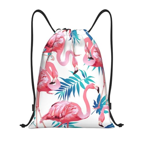 Limpac Turnrucksack, Motiv: Flaming Bird Green Plant Leaf Print Drawstring Gym Backpack Bag Fitness Travel Beach Sports Storage for Men Women, Schwarz , M von Limpac