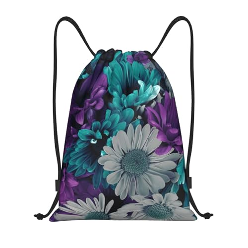 Limpac Turnrucksack, mit Kordelzug, für Fitness, Reisen, Strand, Sport, Aufbewahrung für Männer und Frauen, Violett und Türkis, Schwarz , M von Limpac