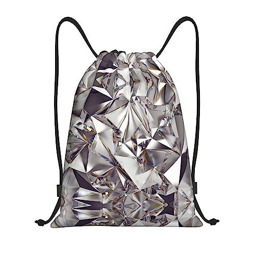 Limpac Turnrucksack mit Diamantmuster und Kordelzug, für Fitness, Reisen, Strand, Sport, Aufbewahrung für Männer und Frauen, Schwarz , M von Limpac