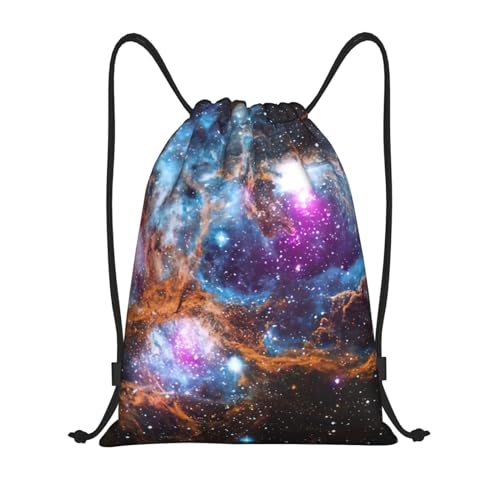 Limpac Universum Galaxy Print Space Drawstring Gym Backpack Bag Fitness Travel Beach Sports Storage for Men Women, Schwarz , M von Limpac