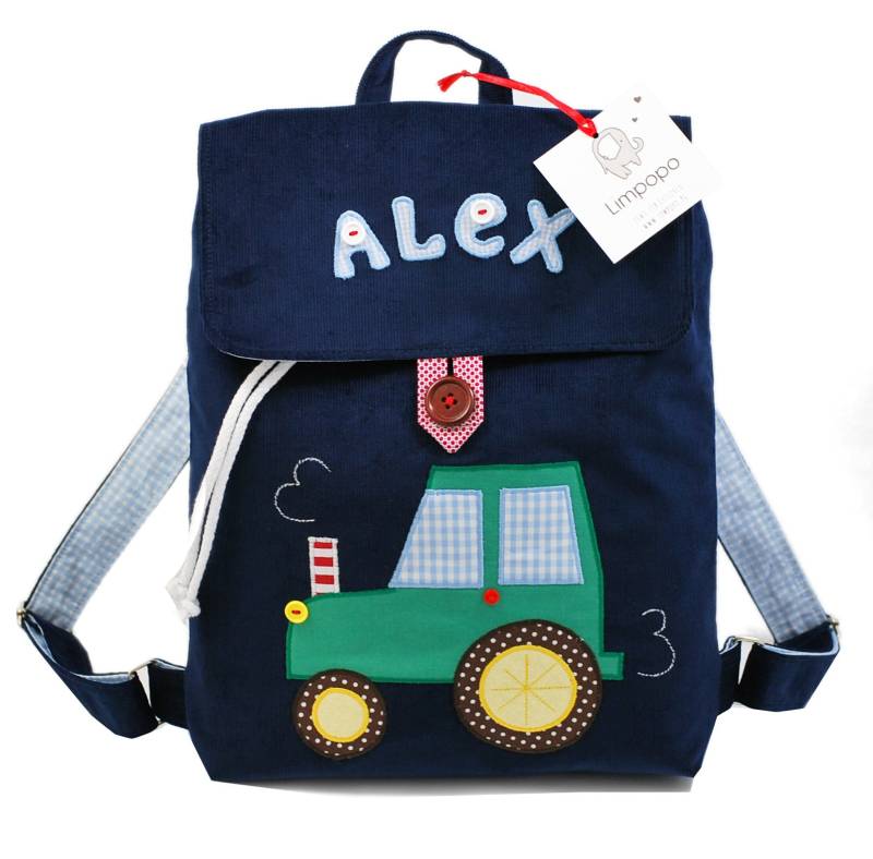 Kindergarten Rucksack Mit Traktor | Marineblau von LimpopoBagsButik