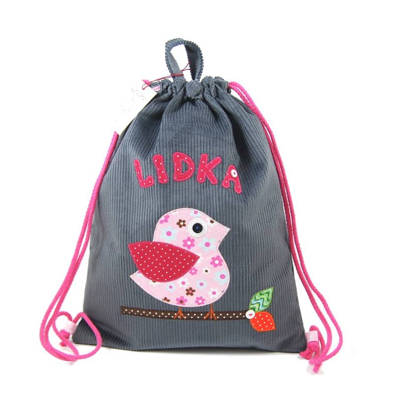 Namenbeutel Mit Vogel von LimpopoBagsButik