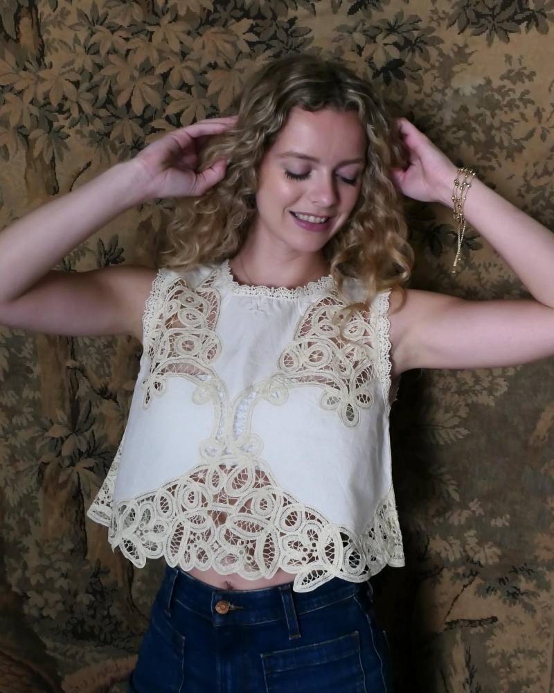 Jezebel Vintage Battenberg Spitze Tank Top in Natur von LimsVintage