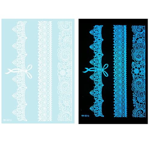 1 Blatt Blau Glühen In Dunkler Vorübergehender Tätowierung Für Frauen Mädchen Erwachsene Leuchten In Dunkler Abstrakte Blumendesigns Kreative Körperkunstaufkleber von Limtula
