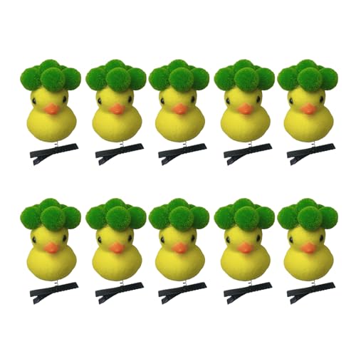10 Stück modische kleine gelbe Enten-Haarnadeln verziert mit Blumenornament, Haarschmuck für Kinder und Erwachsene von Limtula