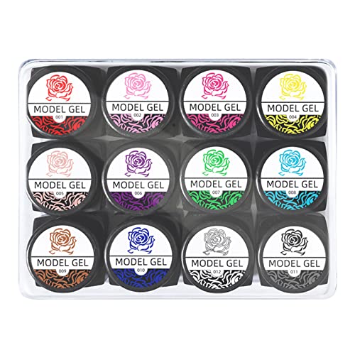 12 Farben/Set 3D Nagell Geschnitztes Gel Zeichnen Gelnagellack Skulptur Nagelgel Nicht Klebriger 3D Schnitzer Gelkleber von Limtula