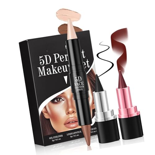3pcs 5d Make Up Set 2 In 1 Lippenstift Und Lippenstiftcreme Highlighter Bronzer Stick Set Für Frauen Girls von Limtula
