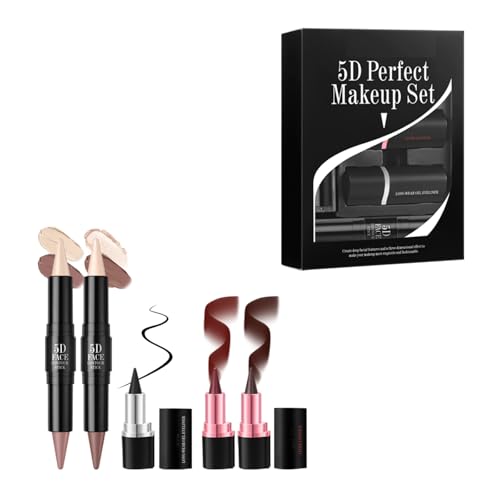 5pcs 5d Make Up Set 2 In 1 Lippenstift Und Lippenstiftcreme Highlighter Bronzer Stick Set Für Frauen Girls von Limtula