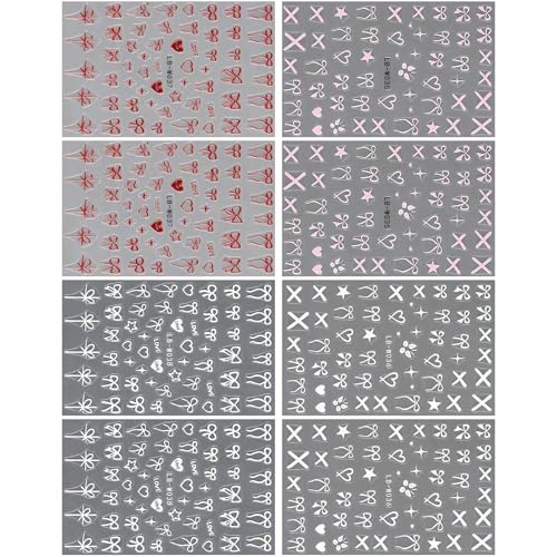 8 Blätter Valentinstag Nägel Kunstaufkleber Abziehbilder Kleber Bögen Herznägel Aufkleber DIYS Designs Nails Dekoration Frauen von Limtula