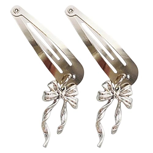 Ästhetische Haarspange mit Schleife, Metall, Entenschnabel-Clip, französische Seitennadel, 2000er-Jahre, Haarstyling-Zubehör für Frauen von Limtula