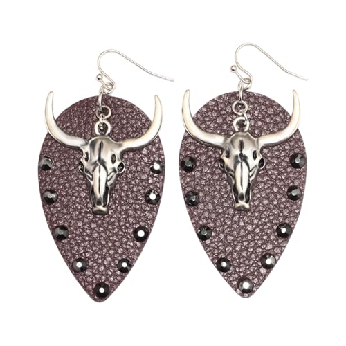 BOLD Oxhead Design Leichtes PU Lederlegierung Ohrringe Für Frauen Trendy Gothic Themed Schmuck Geschenk Leichte Komfortohrringe Für Empfindliche Haut von Limtula