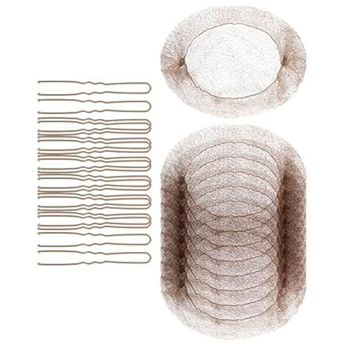 Ballett-Haarnetz-Set für Damen und Mädchen, 20 unsichtbare elastische Netz-Haarnetze mit 50 U-förmigen Haarnadeln für Tanz von Limtula