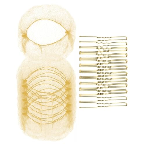 Ballett-Haarnetz-Set für Damen und Mädchen, 20 unsichtbare elastische Netz-Haarnetze mit 50 U-förmigen Haarnadeln für Tanz von Limtula