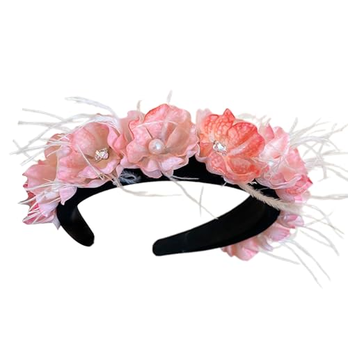 Buntes Haarband mit Federn und Blumendetails, Party-Kopfbedeckung, eleganter Haarschmuck für Damen und Mädchen, Blumenkopfbedeckung von Limtula