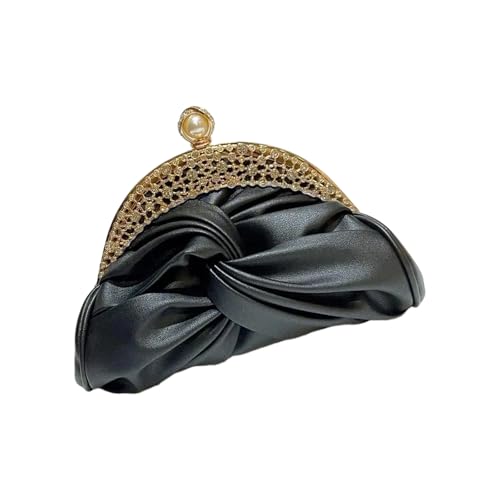 Damen-Abendtasche, Kettenriemen, Schultertasche, Umhängetasche, Strass, Bankett, PU-Leder, Handtasche für Party, Hochzeit, Damen, Abend, elegante Umhängetasche, Strass, Schulter-Handtasche, Schwarz von Limtula